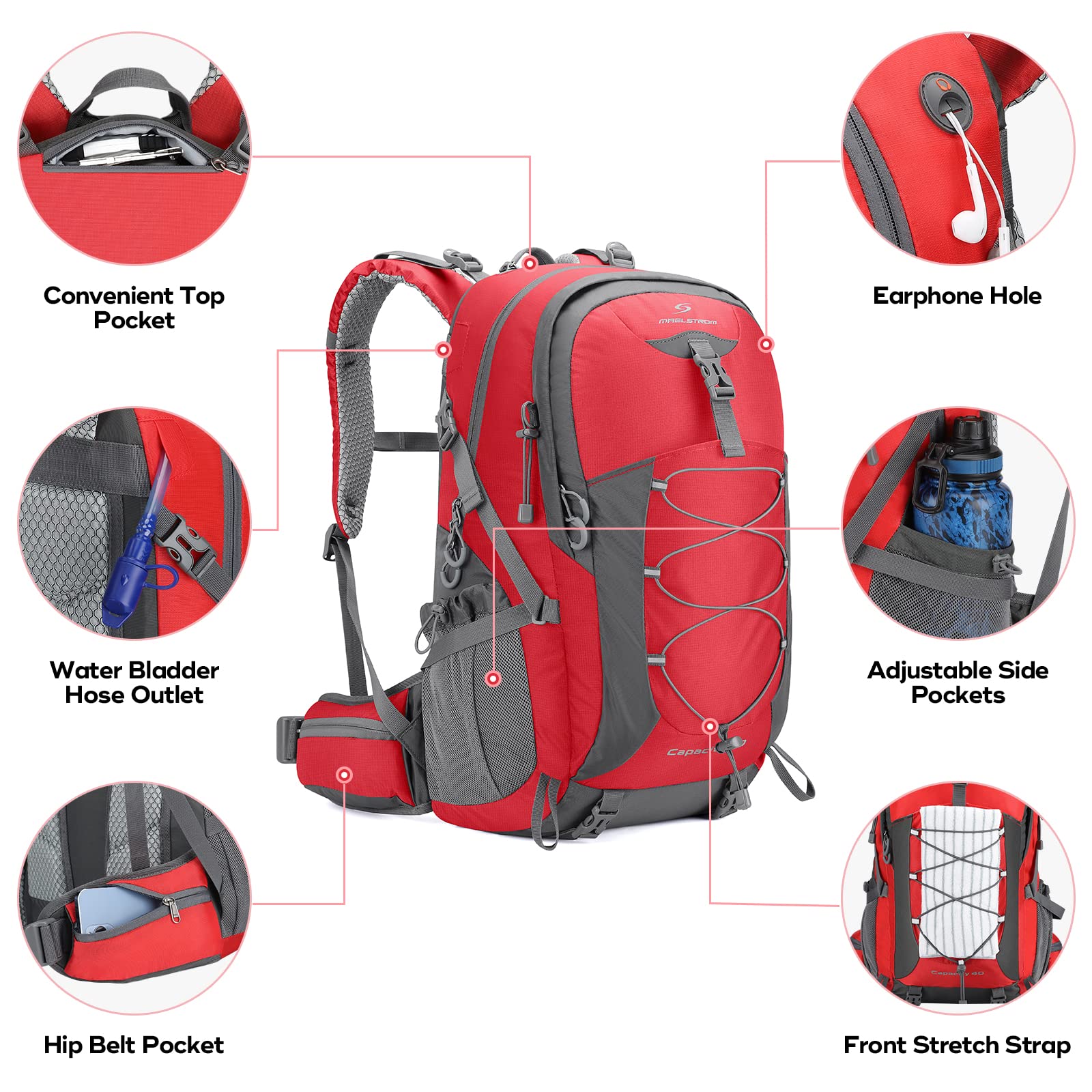 Waterproof Hiking Pack with Rain Cover