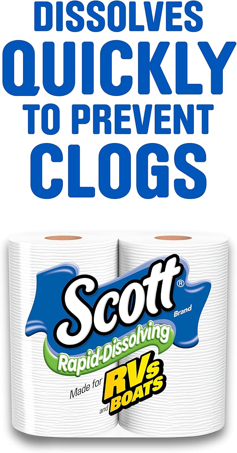 Scott Rapid-Dissolving Toilet Paper, Septic-Safe, for RVs and Boats, Biodegradable