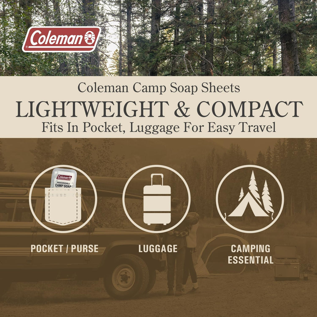 Coleman Camp Soap Sheets – 25 Travel Soap Sheets, TSA-Approved for Travel