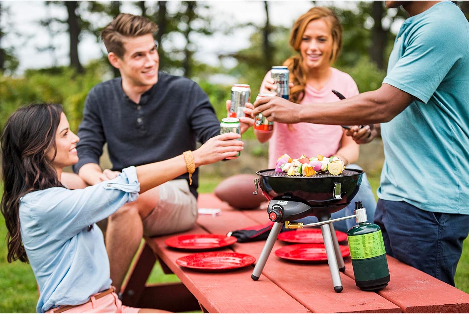 Coleman 24-Piece Enamel Dinnerware Set for Outdoor Dining, Dishwasher Safe