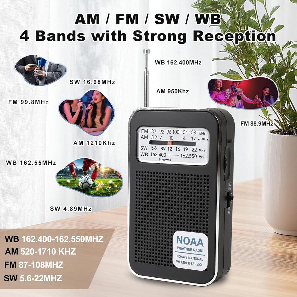 Portable Battery Operated Transistor Radios, NOAA Weather Emergency Radio