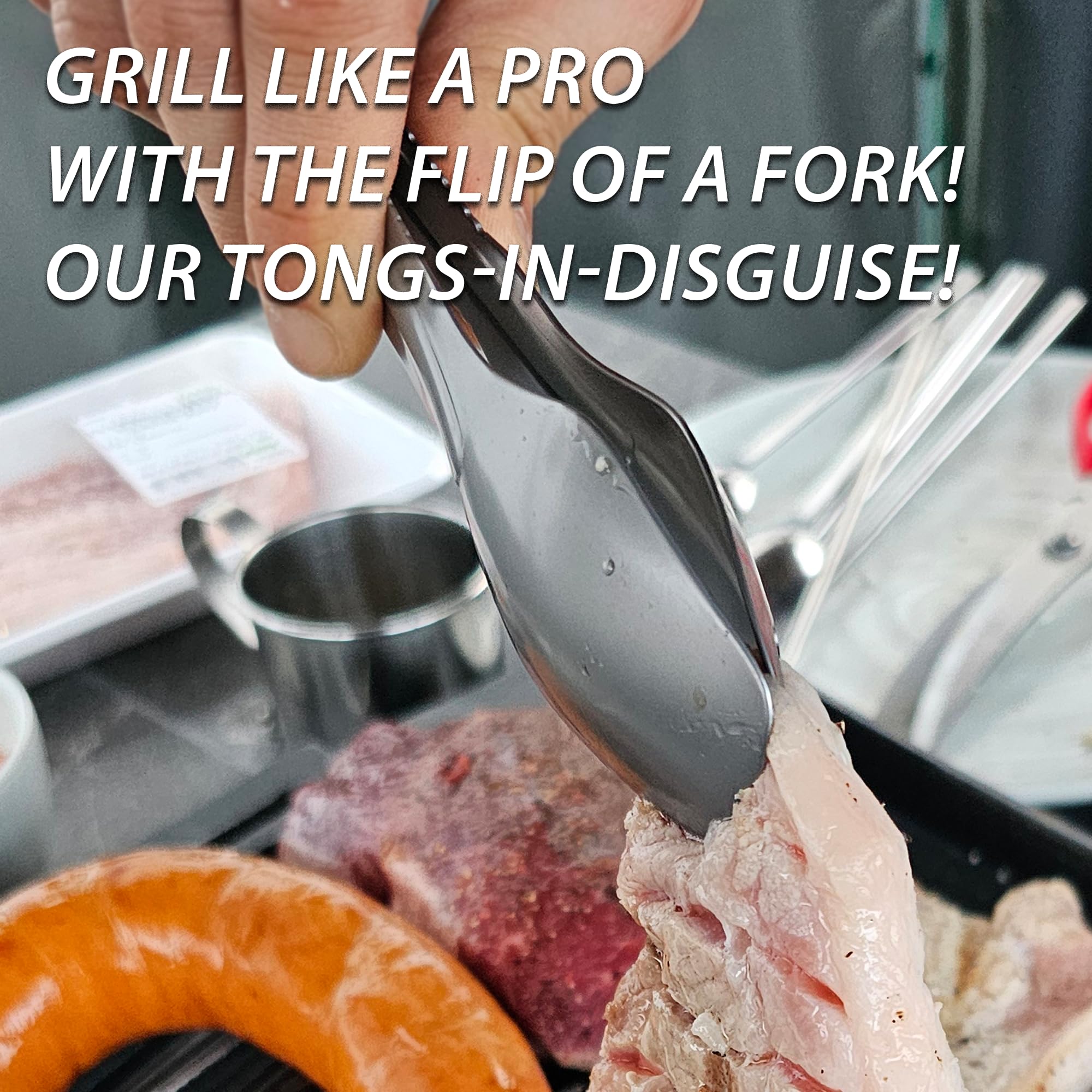 Portable 4-in-1 Camping Utensil Set: Spoon, Spork, Knife, Tongs