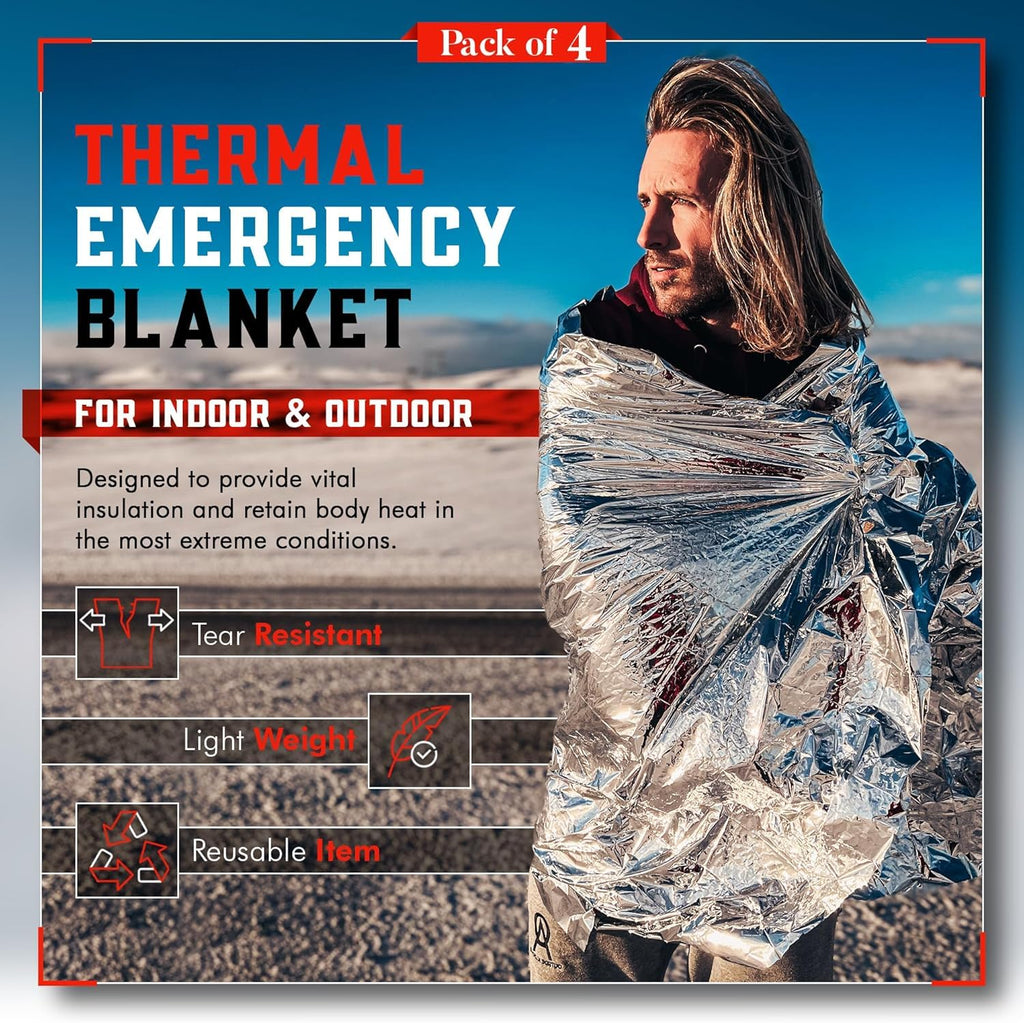Emergency Blanket 4-Pack Space Mylar Blankets