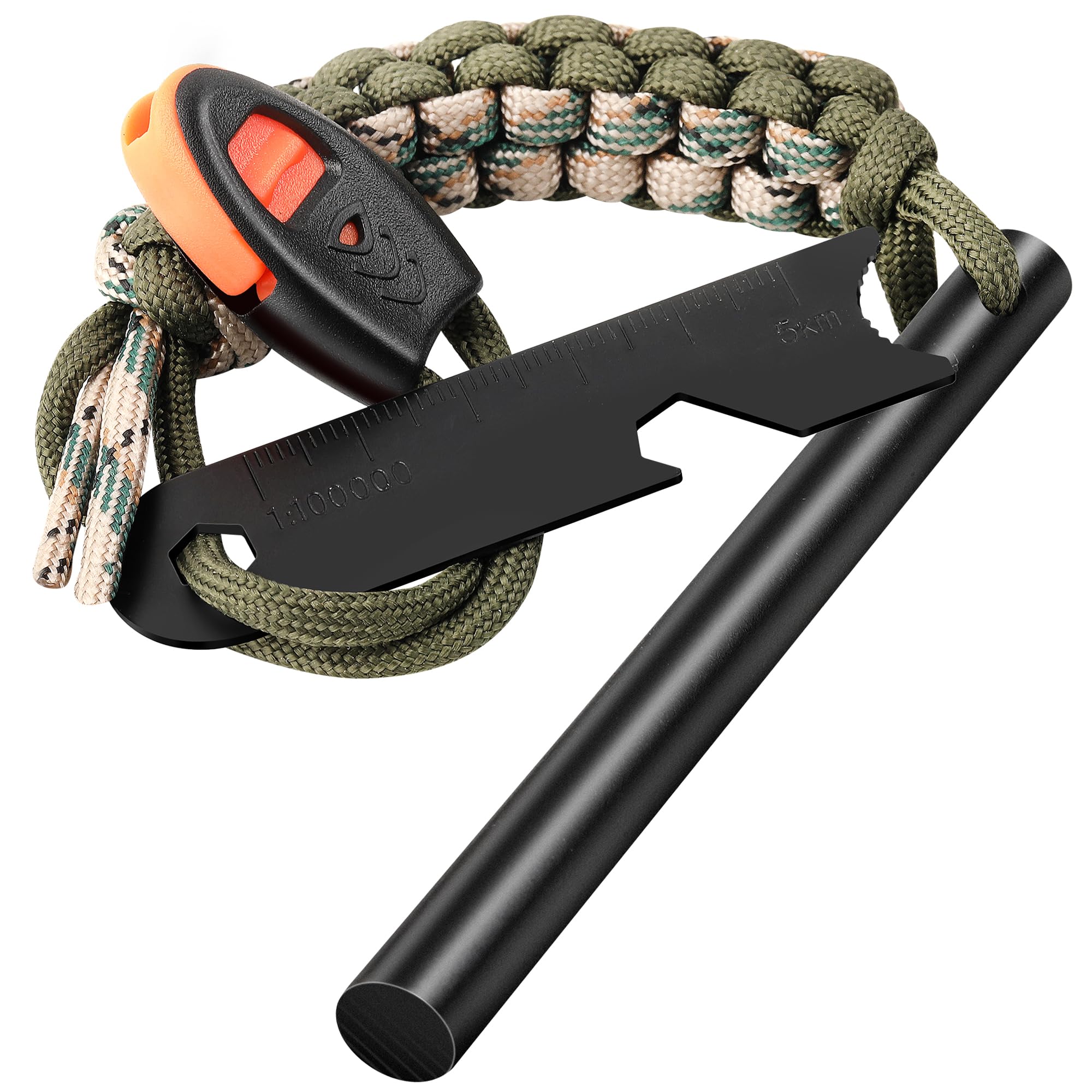 Ferro Rod Flint Fire Starters and Steel Survival Tool with Paracord