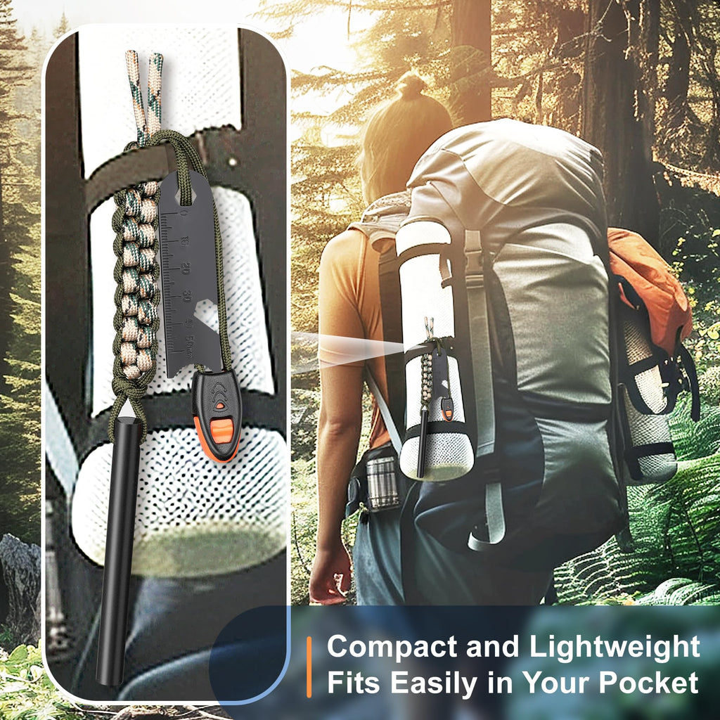 Ferro Rod Flint Fire Starters and Steel Survival Tool with Paracord