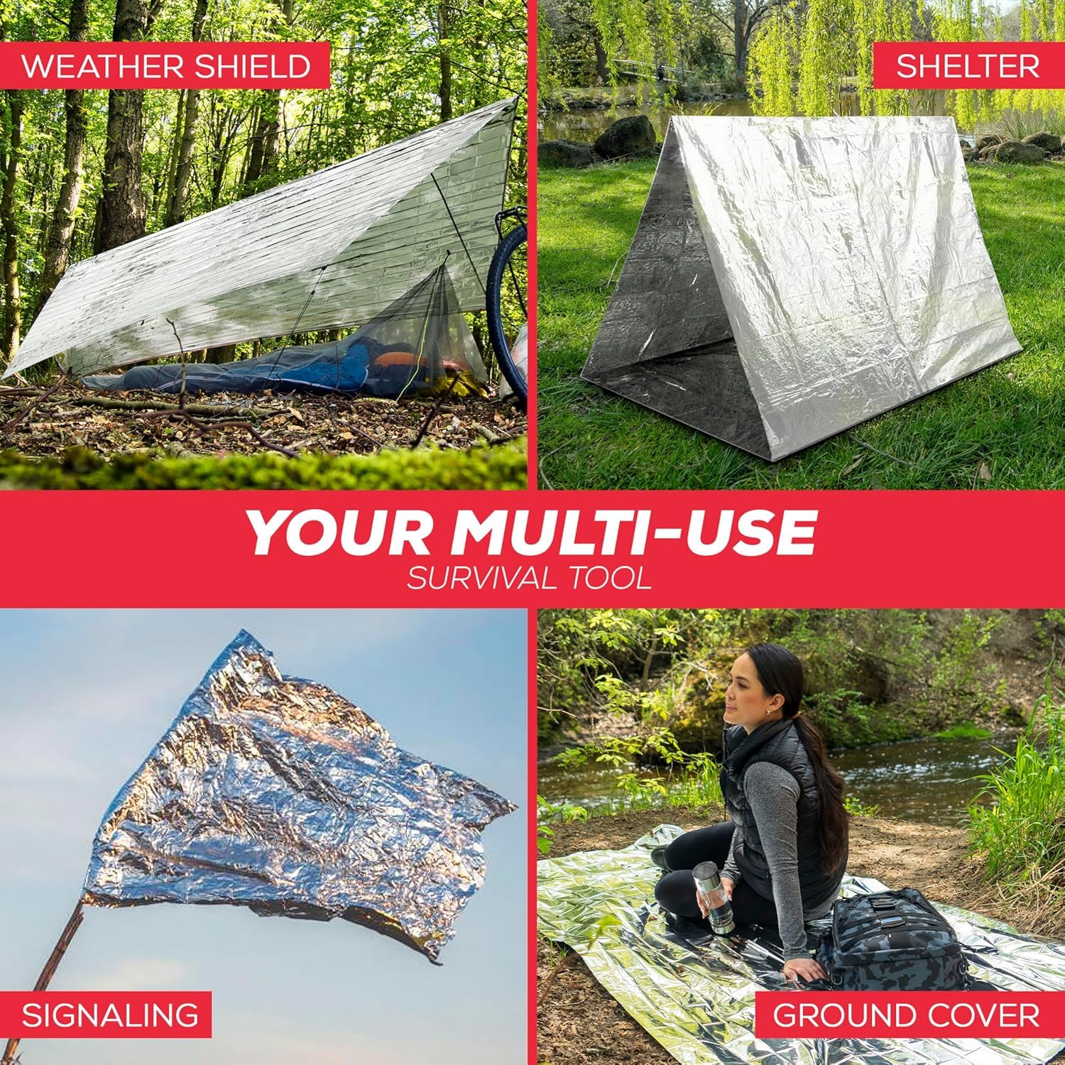 Emergency Blanket 4-Pack Space Mylar Blankets