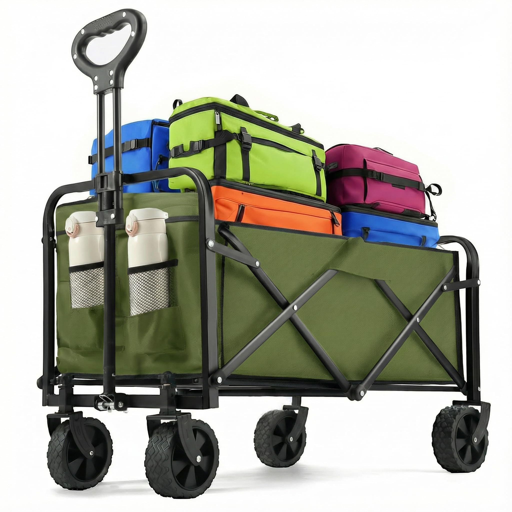 Collapsible Wagon with All-Terrain Wheels & Drink Holders