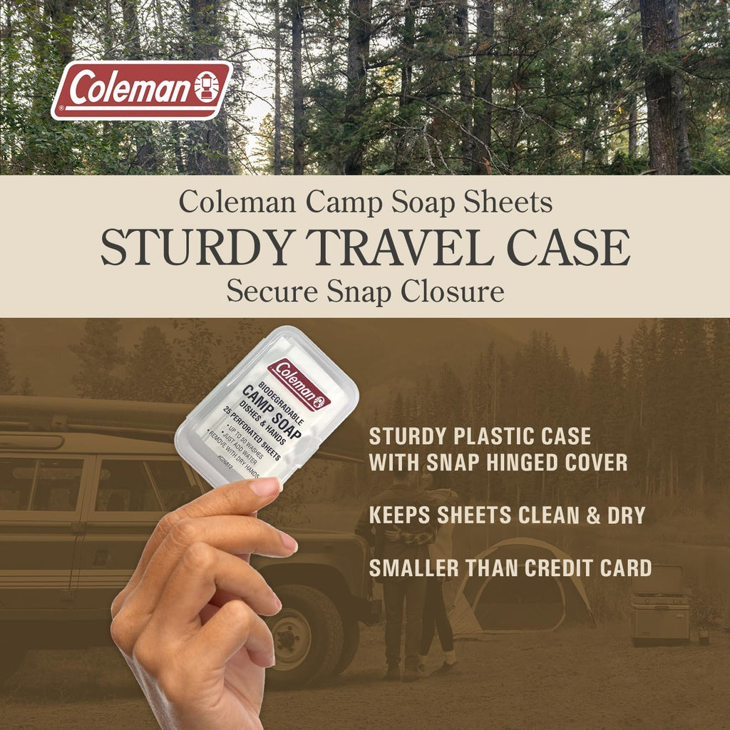 Coleman Camp Soap Sheets – 25 Travel Soap Sheets, TSA-Approved for Travel