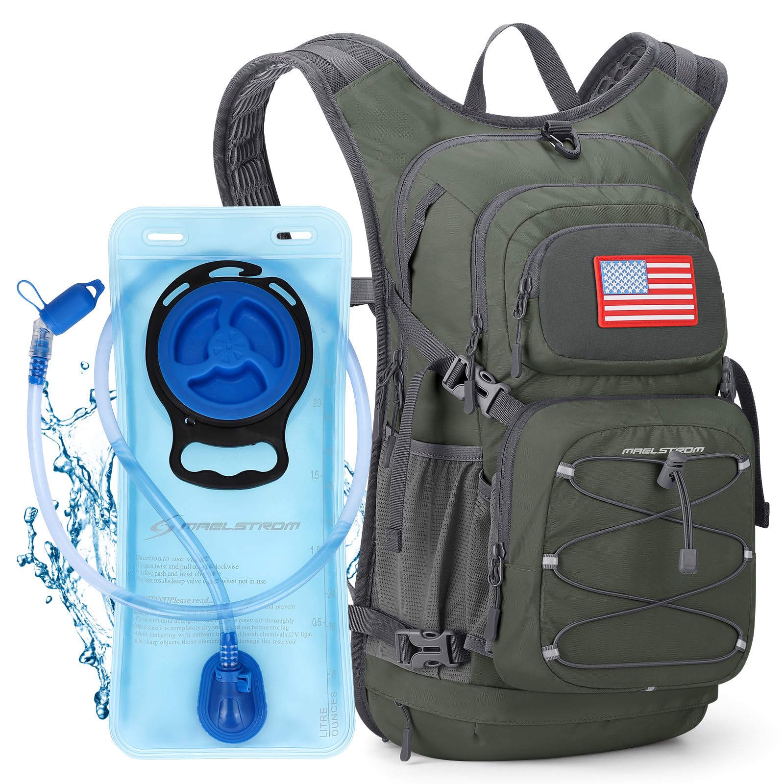 Hydration Hiking Backpack with 2L/3L Water Bladder, High Flow Bite Valve