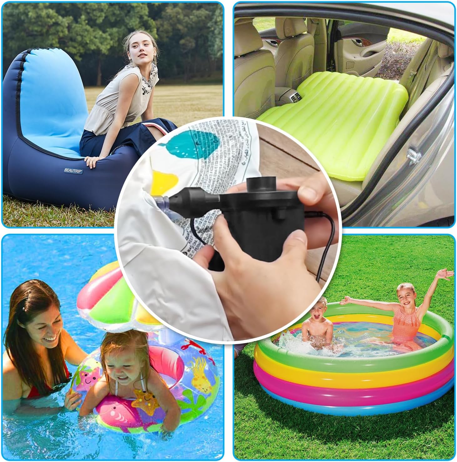 Newpol Inflatable Bed Pump, Electric Air Pump (AC110-240V/DC12V）