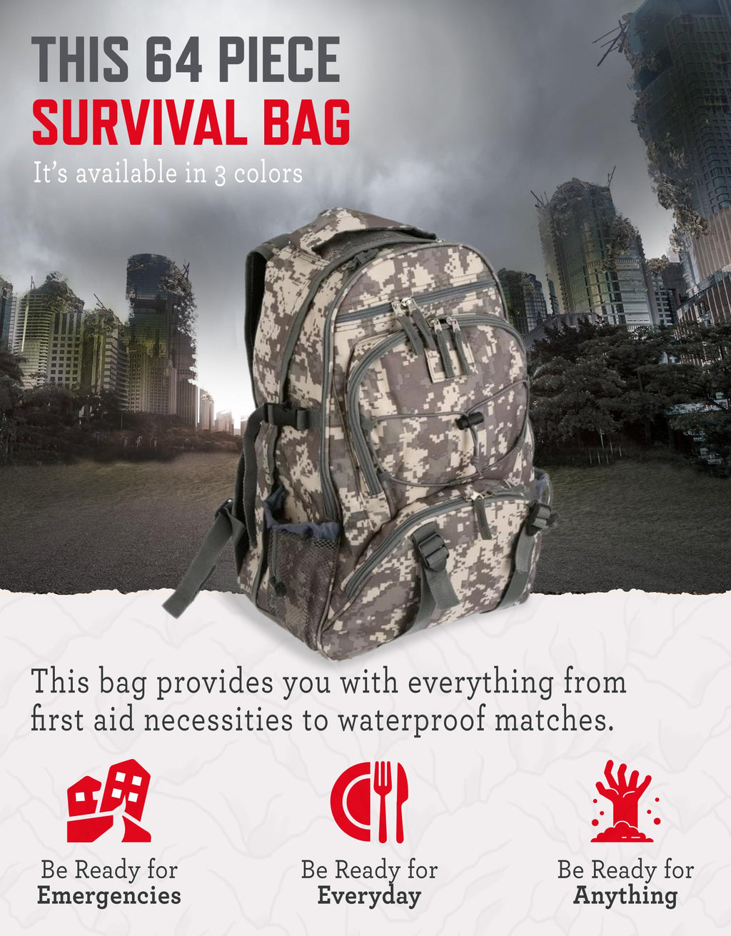 ReadyWise Emergency Survival Gear – Tactical Military Backpack, Camping Essentials Bug Out Bag & Survival Kit