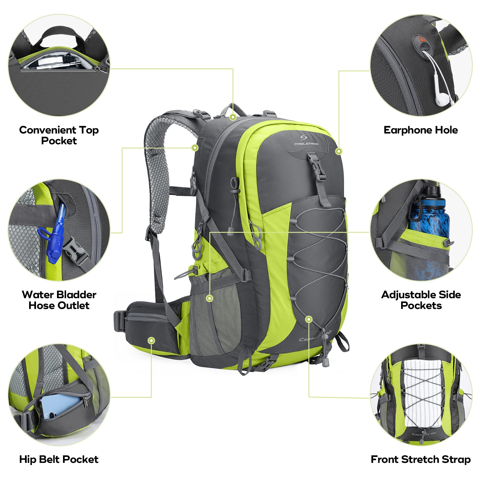 Waterproof Hiking Pack with Rain Cover