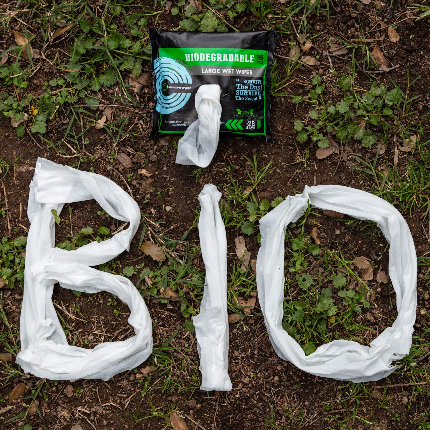 Surviveware Biodegradable Wipes Men or Women - Shower Wet Wipes - 32 Count, Pack of 1