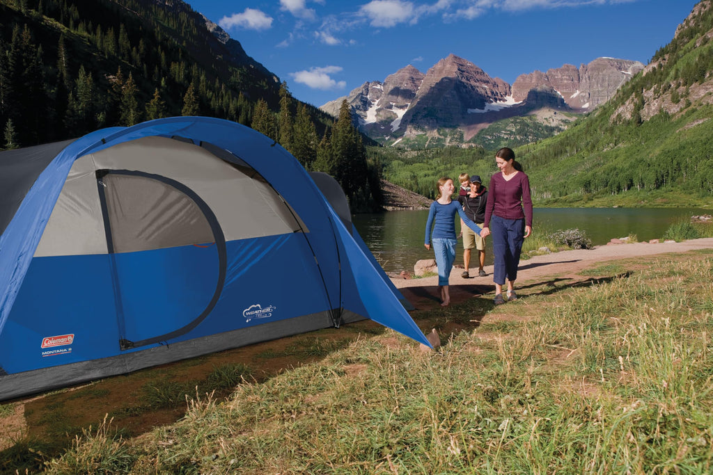 Coleman Montana 8-Person Camping Tent with Rainfly, Weatherproof Family Tent Sets Up in 15 Mins, Fits Multiple Airbeds