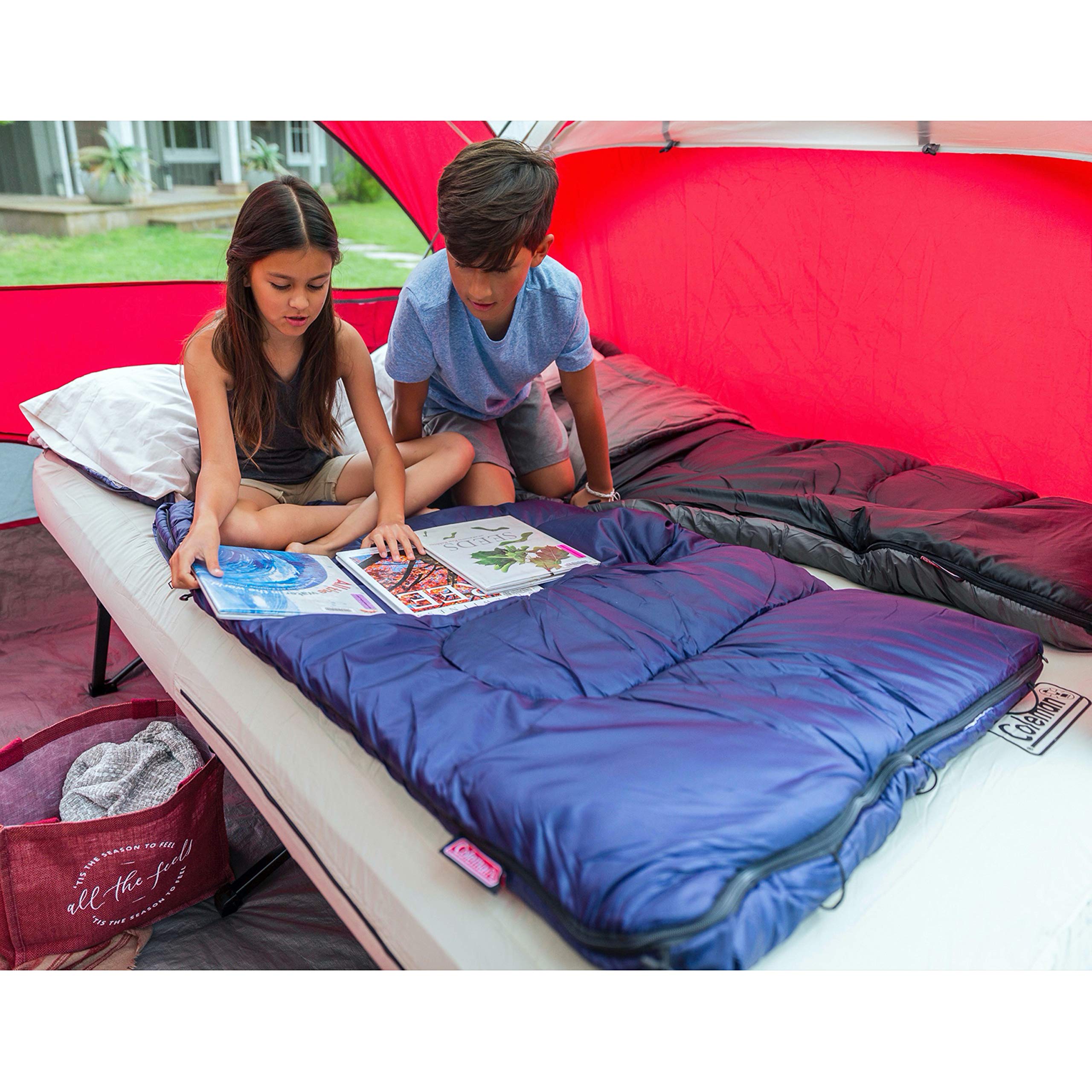 Coleman Brazos 20/30°F Adult Cool-Weather Sleeping Bag with No-Snag Zipper & Stuff Sack, Machine Washable