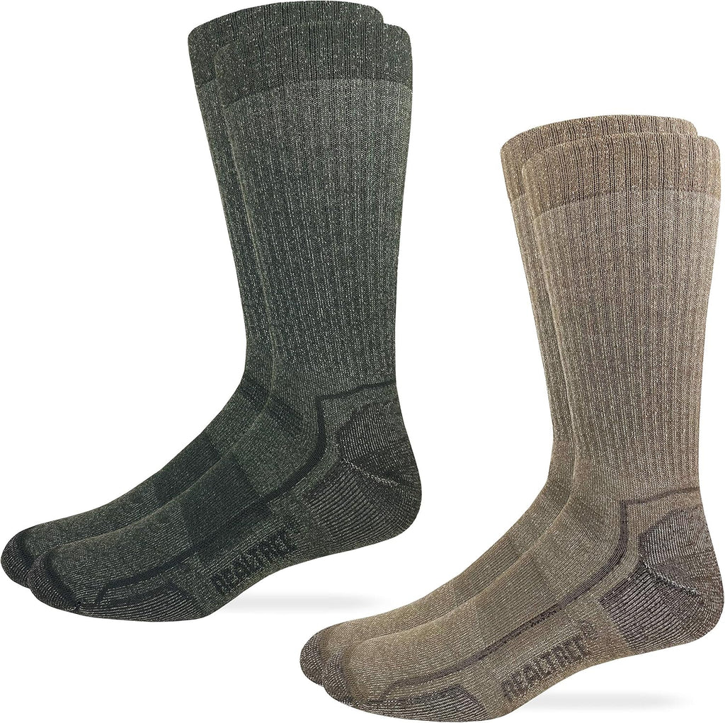 Realtree Mens 60% Merino Wool Boot Socks 2 Pair Pack Men's Shoe Size 9-13